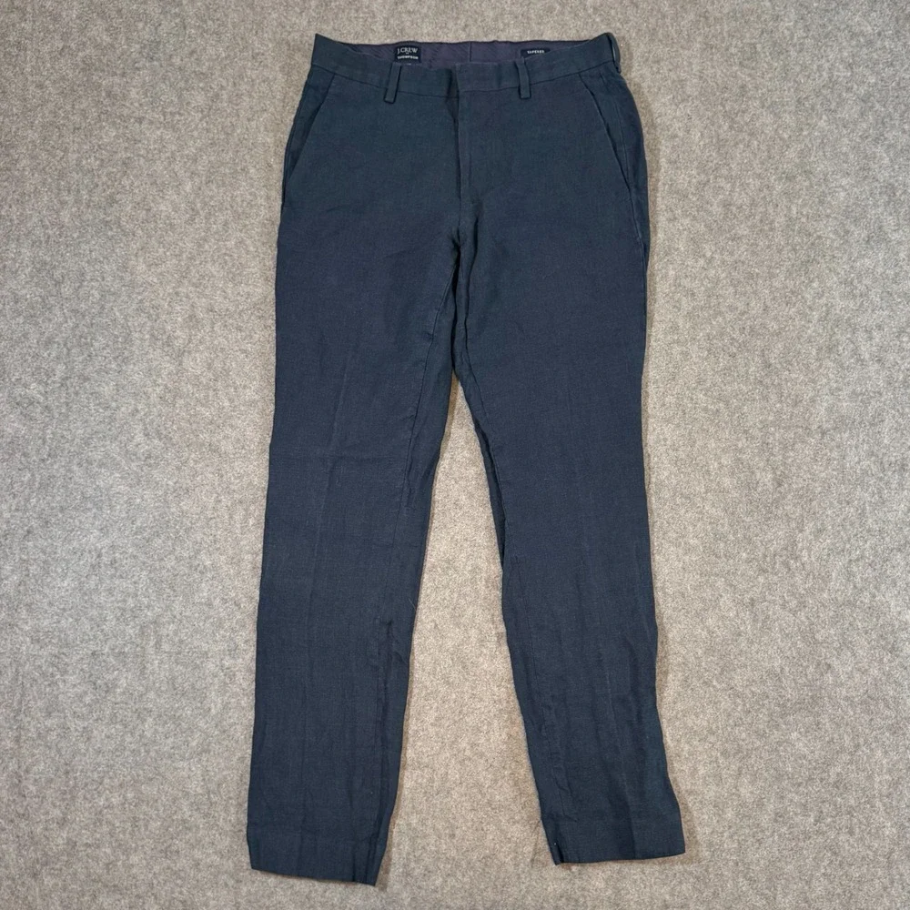J. Crew Navy Blue Linen Thompson Tapered Leg Dress Pants Men's Size 28x31*